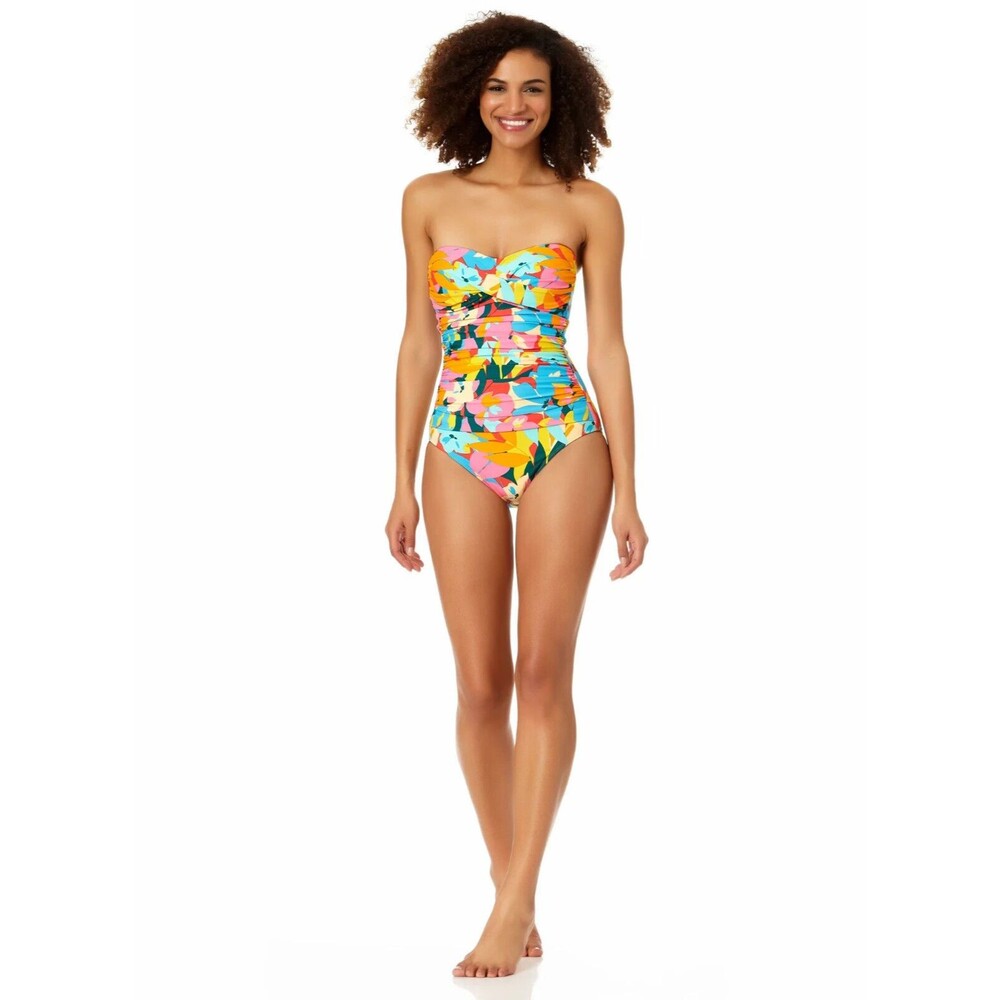 Anne Cole - Twist Front Shirred One Piece Swimsuit Multicolor Size 18W READ